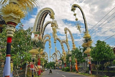 The Hindu people of Bali celebrating Galungan
