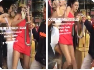 Caught on camera in Seminyak : foreign shoplifting girls attempt to walk out lingerie shop with 3 pair of unpaid underwear